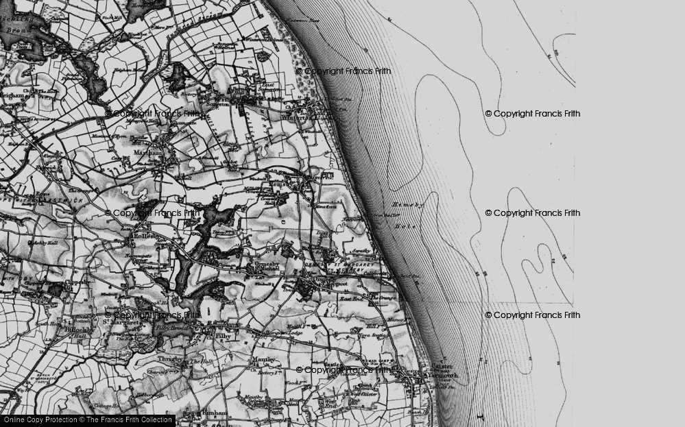 Old Map of Historic Map covering Hemsby Hole in 1898