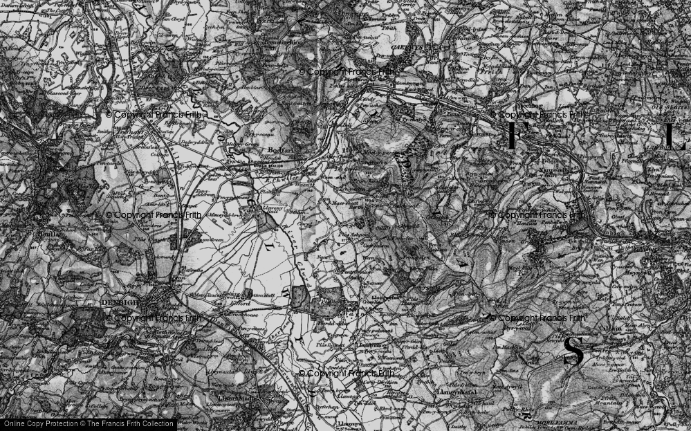 Old Map of Historic Map covering River Clwyd in 1896