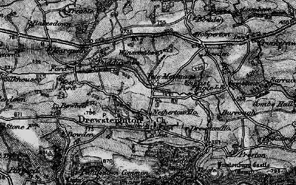 Old map of Drewsteignton in 1898