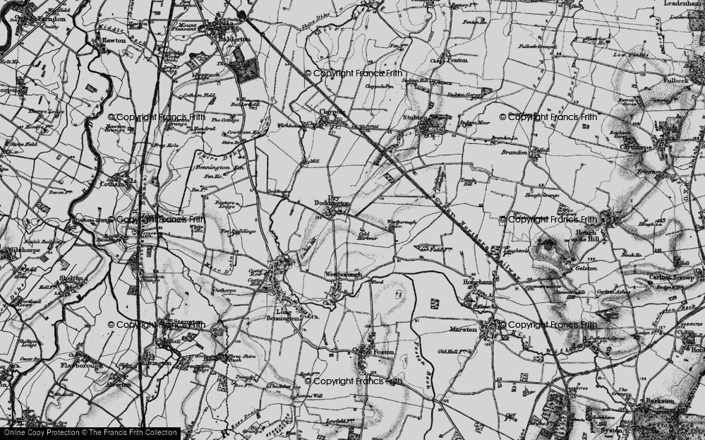 Old Map of Historic Map covering Westborough Gate Lodge in 1899