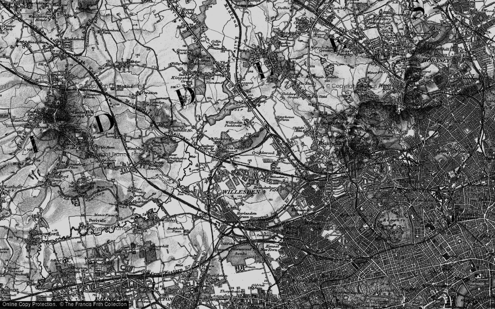 Old Map of Dudden Hill, 1896 in 1896