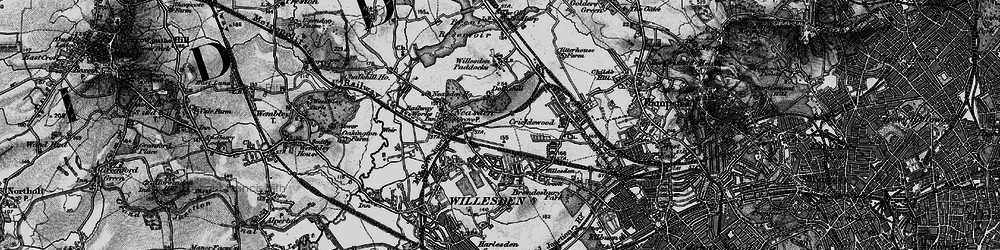 Old map of Dudden Hill in 1896