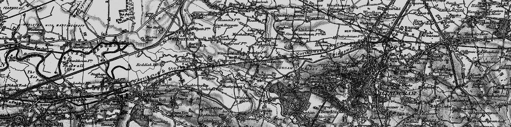 Old map of Dunham Woodhouses in 1896