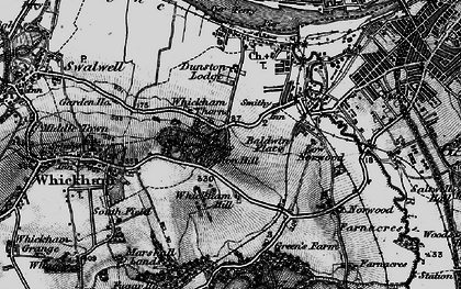 Old map of Whickham Hill in 1898