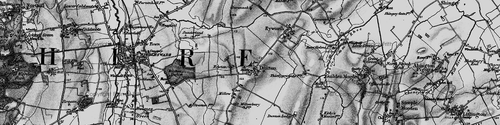 Old map of Dunton in 1896