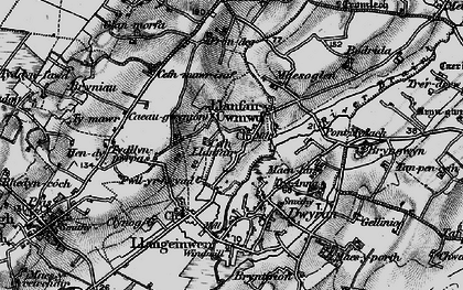 Old map of Dwyran in 1899