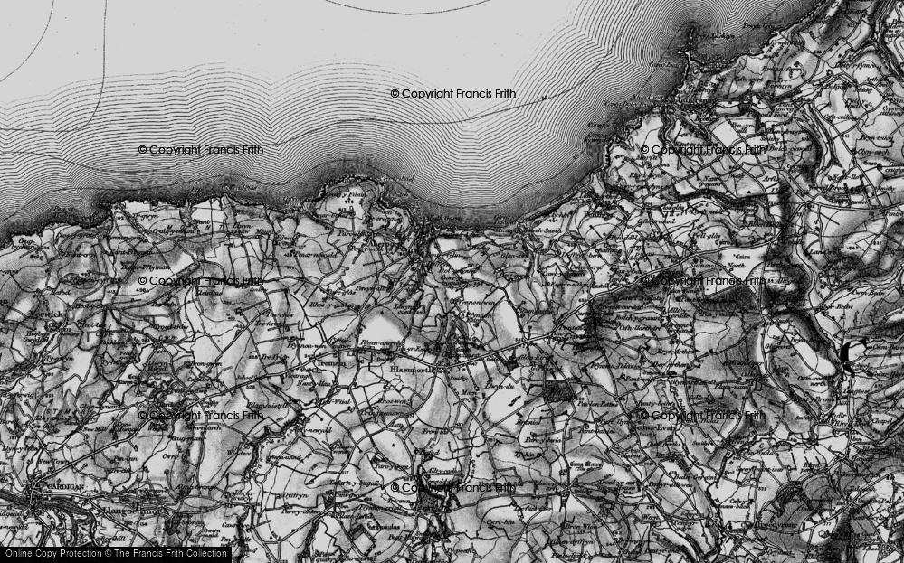 Old Map of Historic Map covering Castell Gwythian in 1898