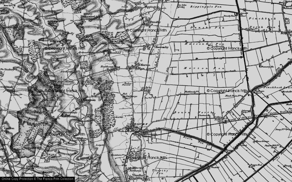 Old Map of Dyke, 1895 in 1895