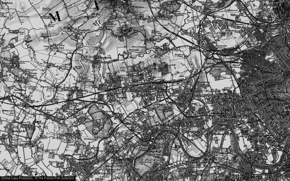 Old Map of Historic Map covering Ealing in 1896