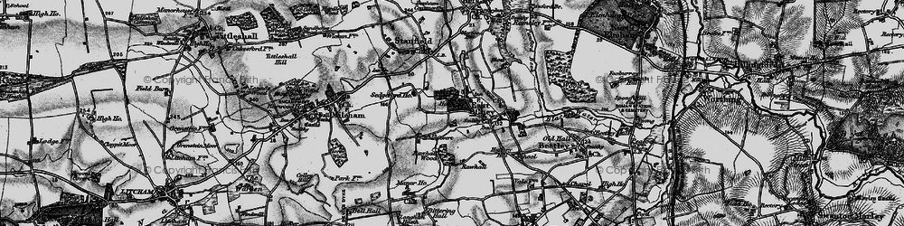 Old map of East Bilney in 1898
