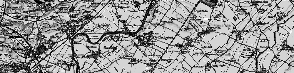 Old map of East Bridgford in 1899