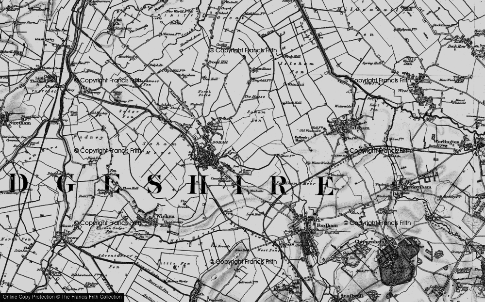 Old Map of East Fen Common, 1898 in 1898