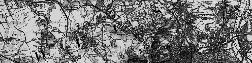 Old map of East Finchley in 1896