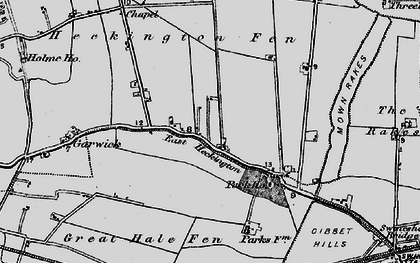 Old map of Great Hale Fen in 1898