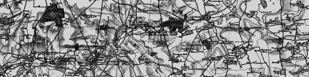 Old map of Lexham Hall in 1898