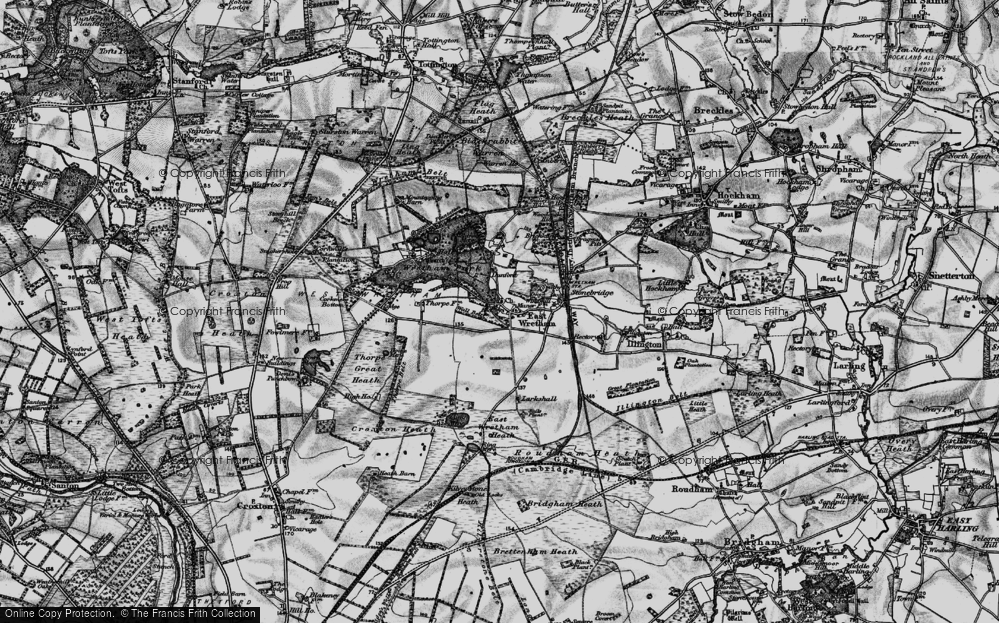 Old Map of Historic Map covering Wretham Belt in 1898
