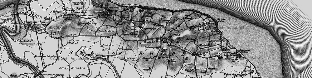 Old map of Isle of Sheppey in 1894