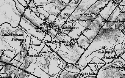 Old map of Eckington Corner in 1895