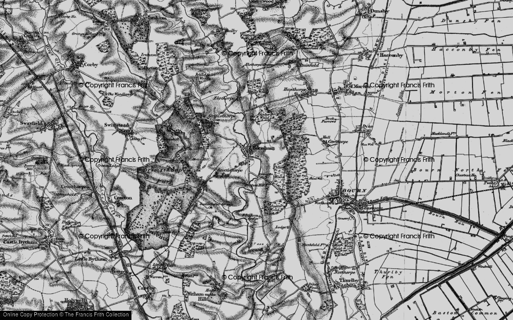 Old Map of Historic Map covering Bourne Wood in 1895