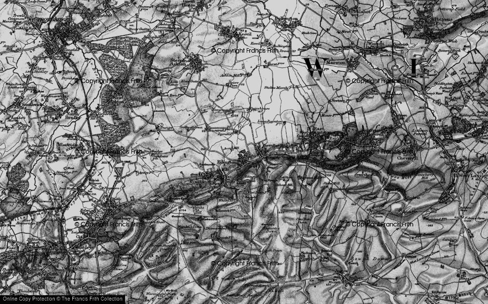 Old Map of Historic Map covering Tinhead Hill in 1898