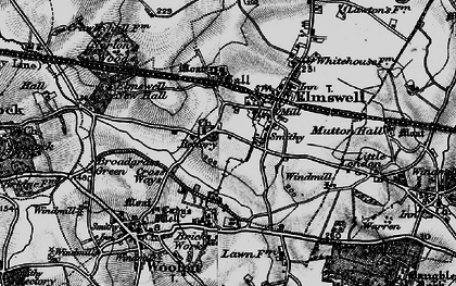 Old map of Elmswell in 1898
