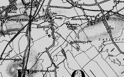 Old map of Elstow in 1896
