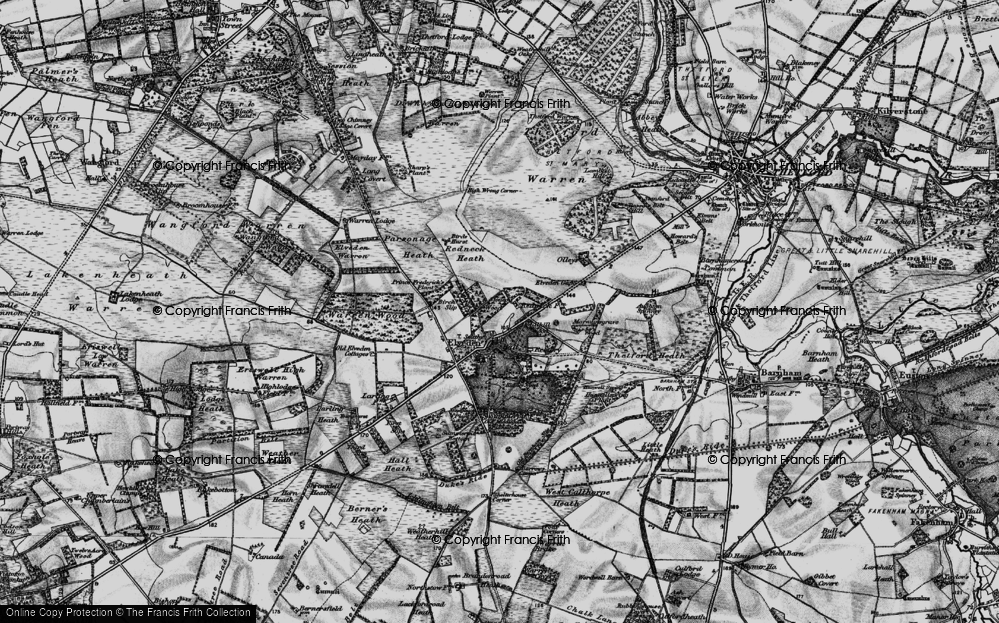 Old Map of Historic Map covering Elveden Forest Holiday Centre in 1898