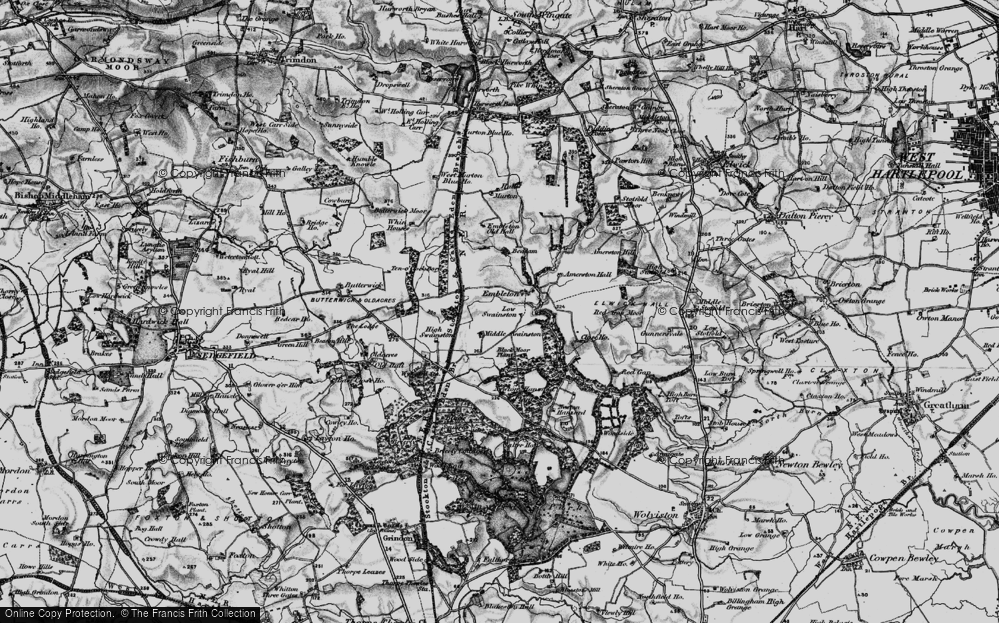 Old Map of Historic Map covering Black Moor Plantn in 1898