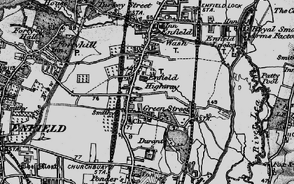 Old map of Enfield Highway in 1896
