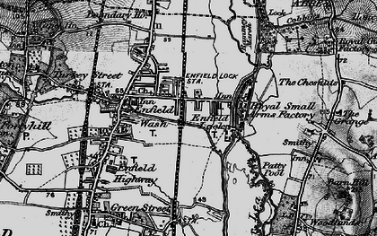 Old map of Enfield Lock in 1896
