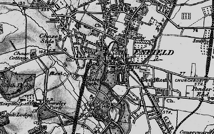 Old map of Enfield Town in 1896