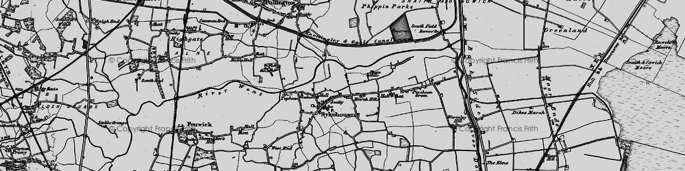 Old map of Aire and Calder Navigation in 1895
