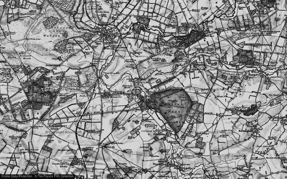 Old Map of Historic Map covering Barnham Heath in 1898