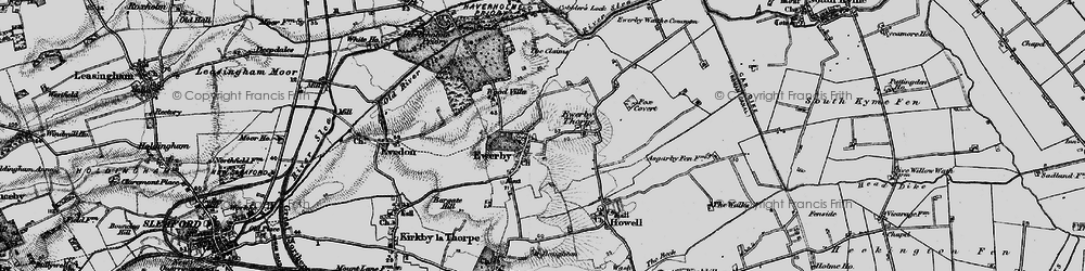 Old map of Ewerby in 1898