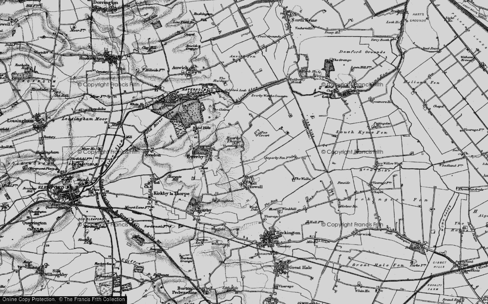 Old Map of Ewerby Thorpe, 1898 in 1898
