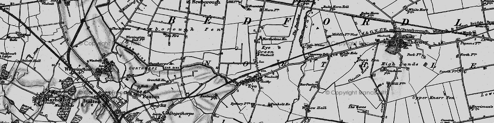 Old map of Eye Green in 1898