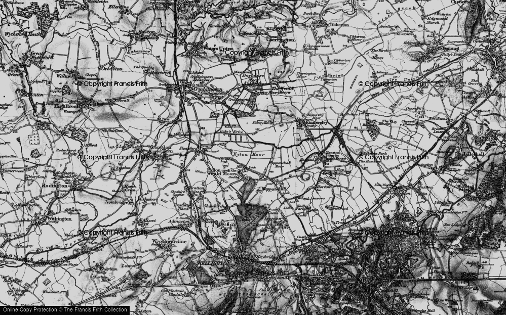 Old Map of Eyton upon the Weald Moors, 1899 in 1899