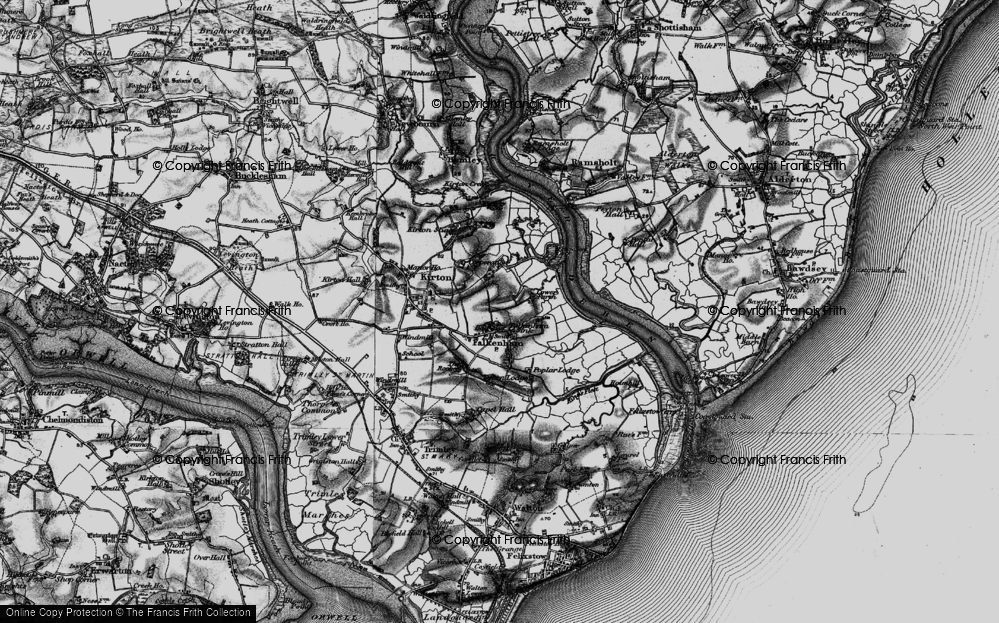 Old Map of Falkenham Sink, 1895 in 1895