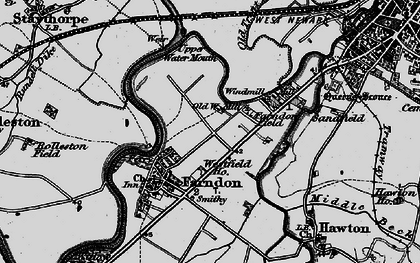 Old map of Fosse Way (Roman Road) in 1899