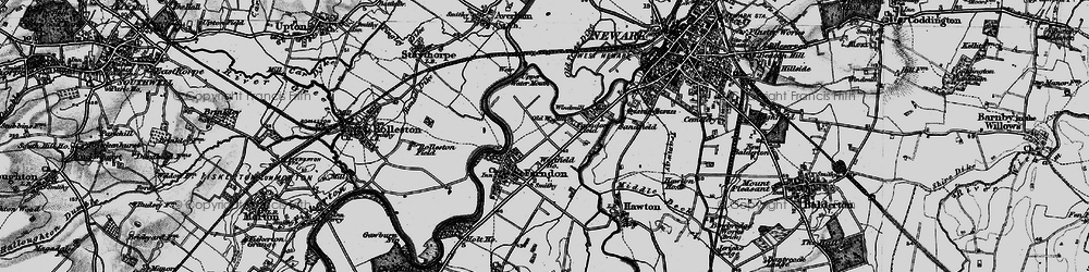 Old map of Fosse Way (Roman Road) in 1899