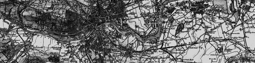 Old map of Felling Shore in 1898