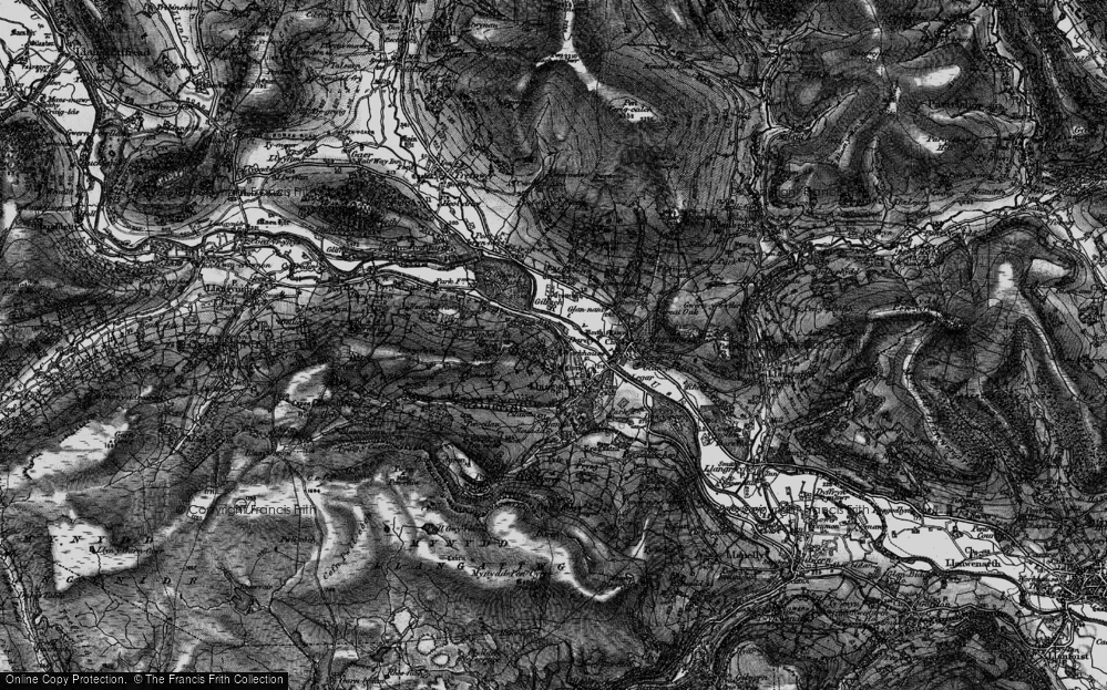 Old Map of Historic Map covering River Usk in 1897