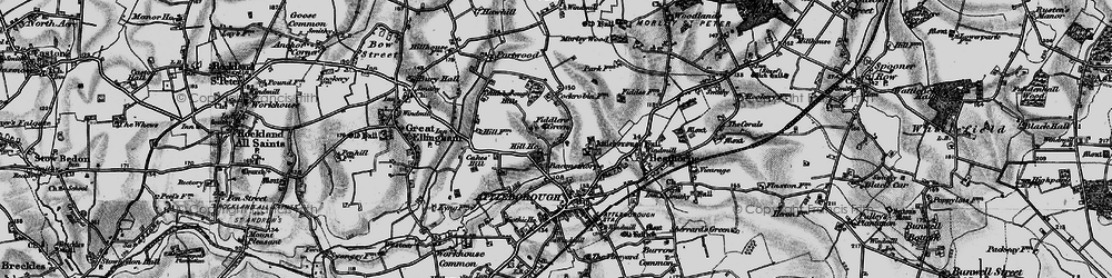 Old map of Attleborough Hills in 1898