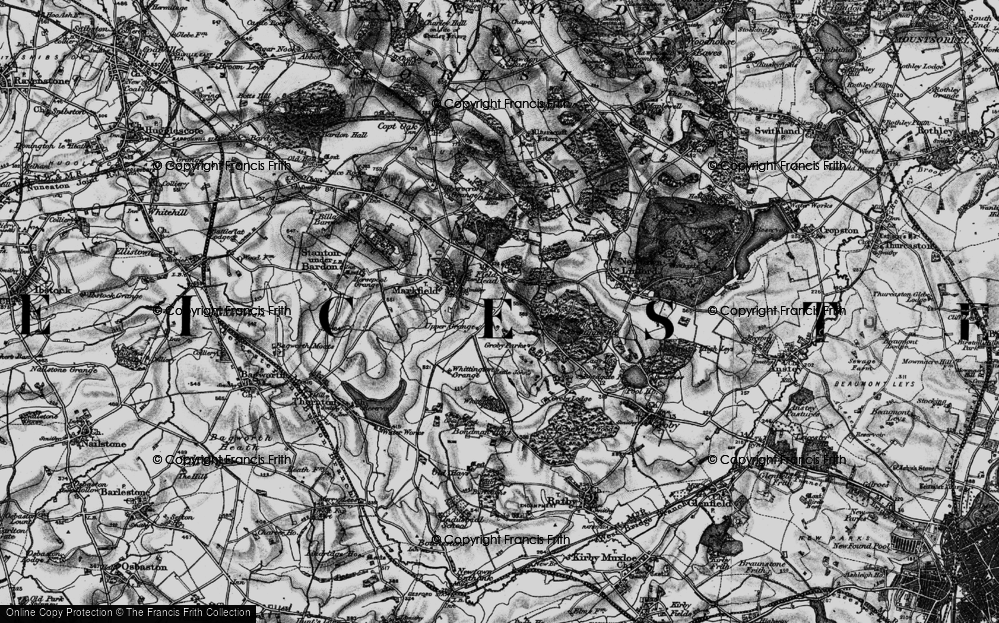 Old Map of Historic Map covering Bradgate Ho in 1895
