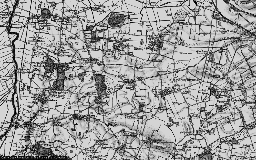 Old Map of Fincham, 1893 in 1893