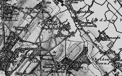 Old map of Finglesham in 1895