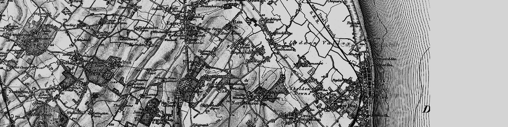 Old map of Finglesham in 1895