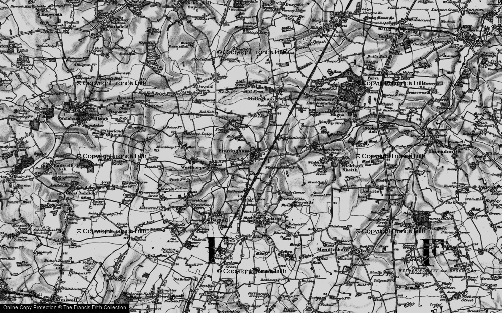 Old Map of Finningham, 1898 in 1898