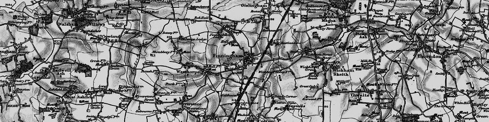 Old map of Finningham in 1898
