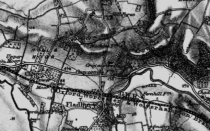 Old map of Fladbury Cross in 1898